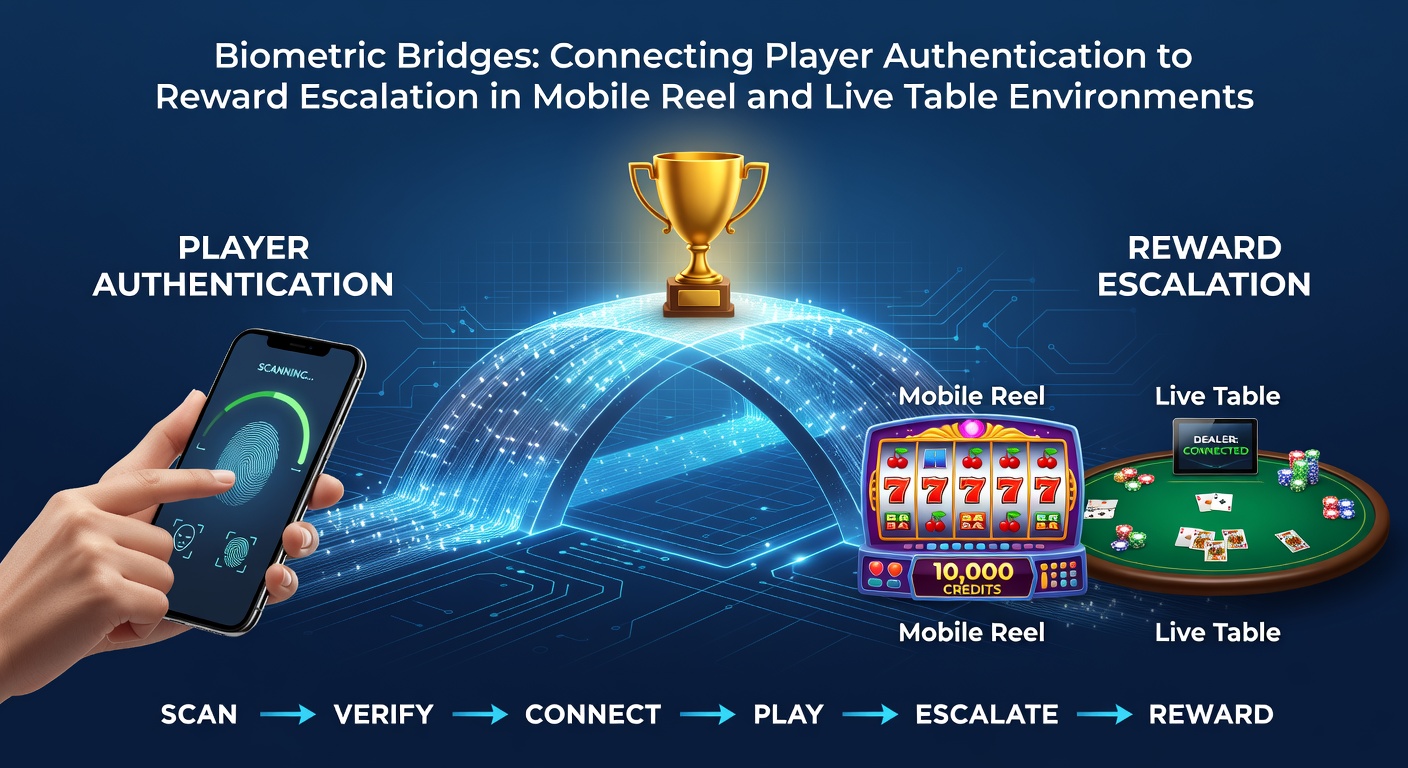 Mobile casino interface showing biometric authentication linking to reward tiers in slots and live tables