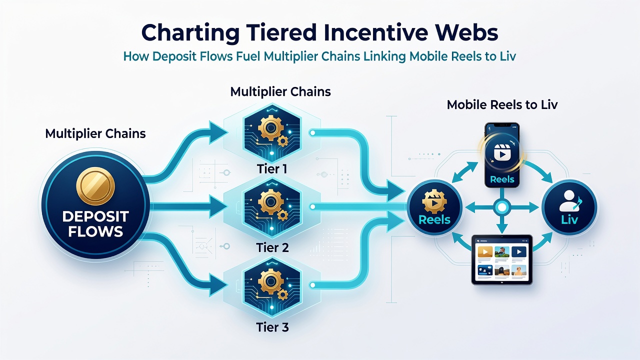 Flowchart illustrating multiplier chains from mobile deposits to live dealer jackpot activations