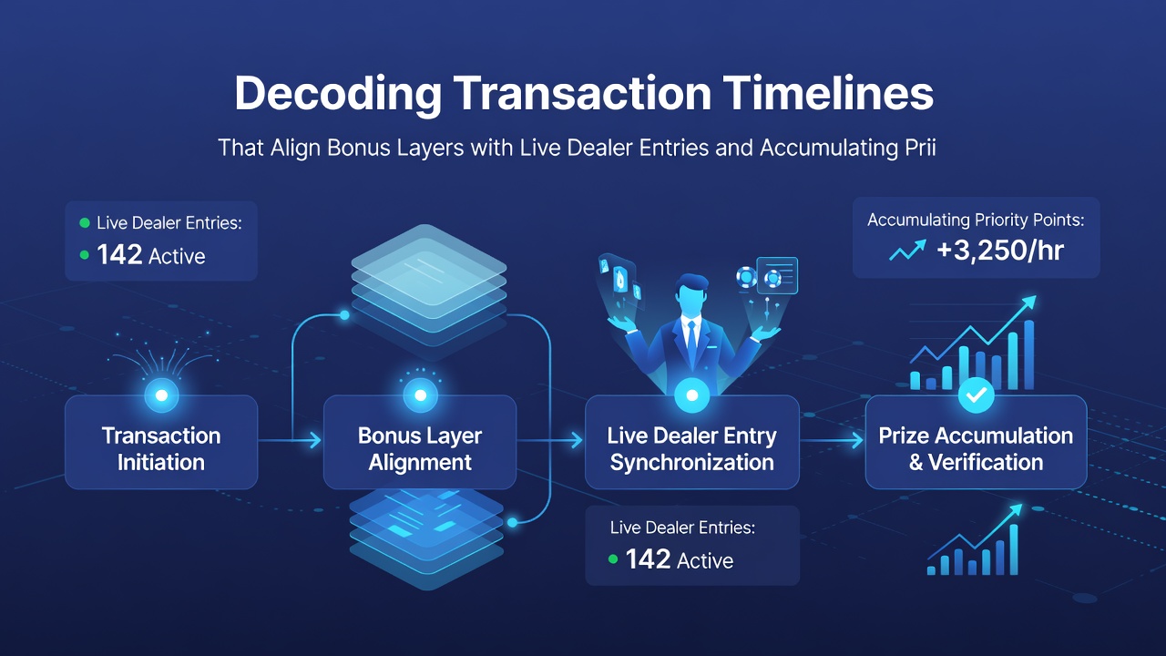 Dashboard view of accumulating prize pools synced with live dealer entries and bonus timelines