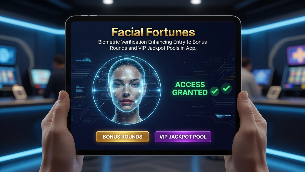 Secure biometric verification screen on a smartphone during gaming session