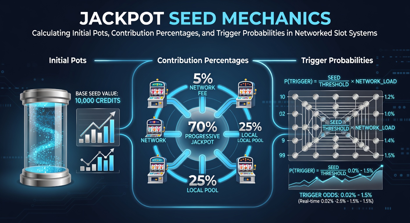Visual diagram illustrating jackpot seed flow from initial pot to networked contributions and trigger events in slot machines