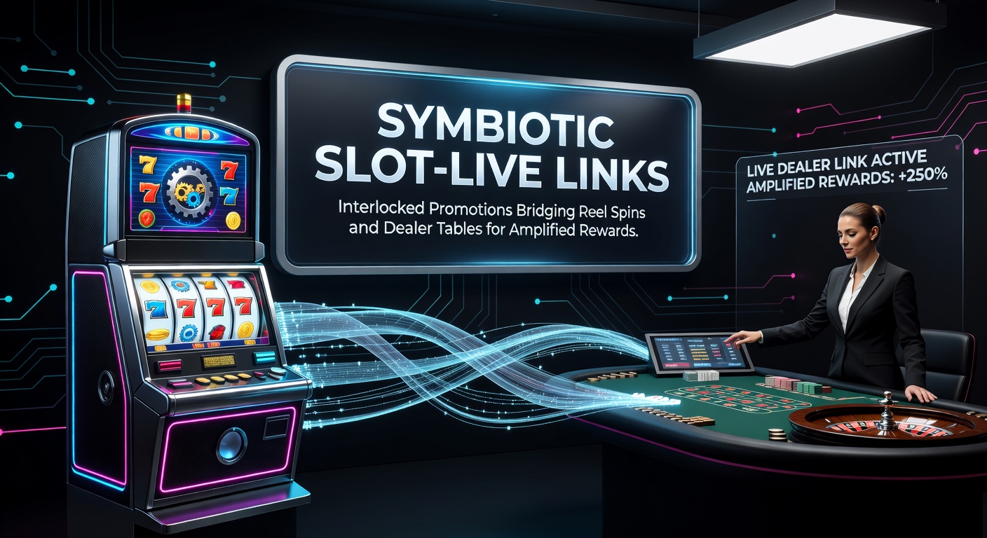 Dynamic casino interface showing slot reels transitioning seamlessly into a live dealer blackjack table with glowing promotional links and reward multipliers
