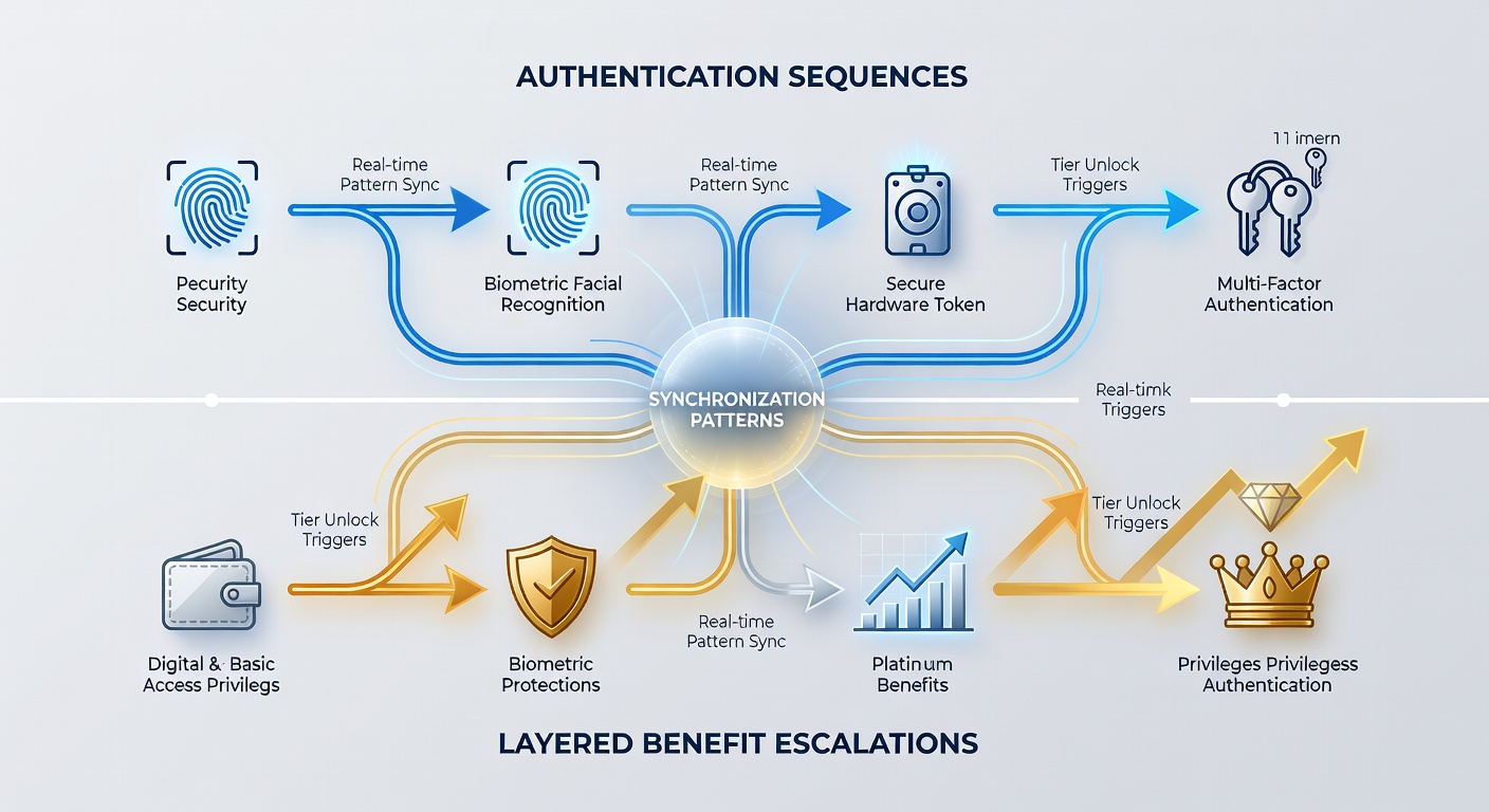 Diagram of authentication flow syncing with benefit layers in mobile dealer applications