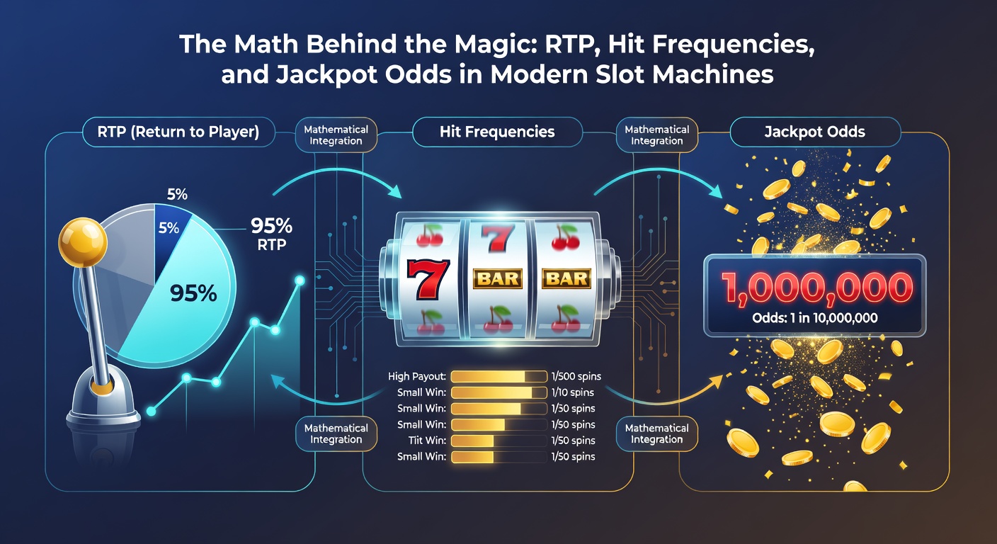 Close-up of a slot machine paytable displaying jackpot tiers, hit frequency graphs, and RTP certification badges from testing labs