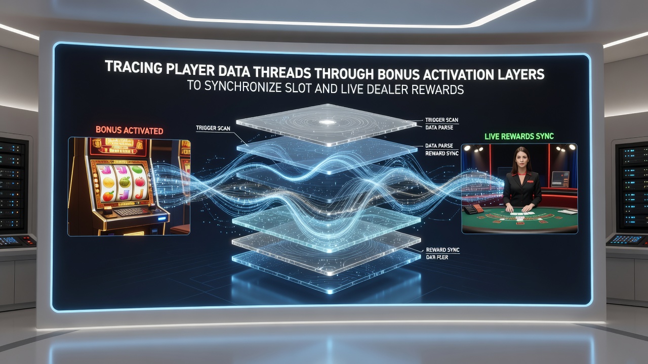Diagram showing layered bonus activation connecting mobile slots with live dealer sessions